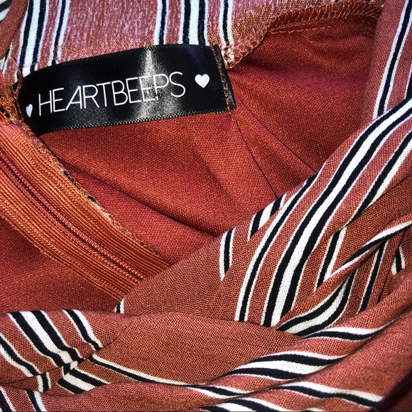 Heartbeeps Romper Orange Striped Romper Medium - Picture 6 of 7